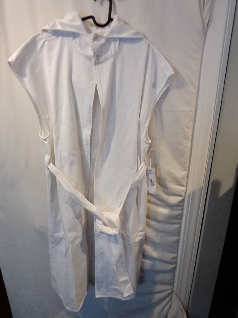 Rare Editions White Sleeveless Hooded Belted Vest